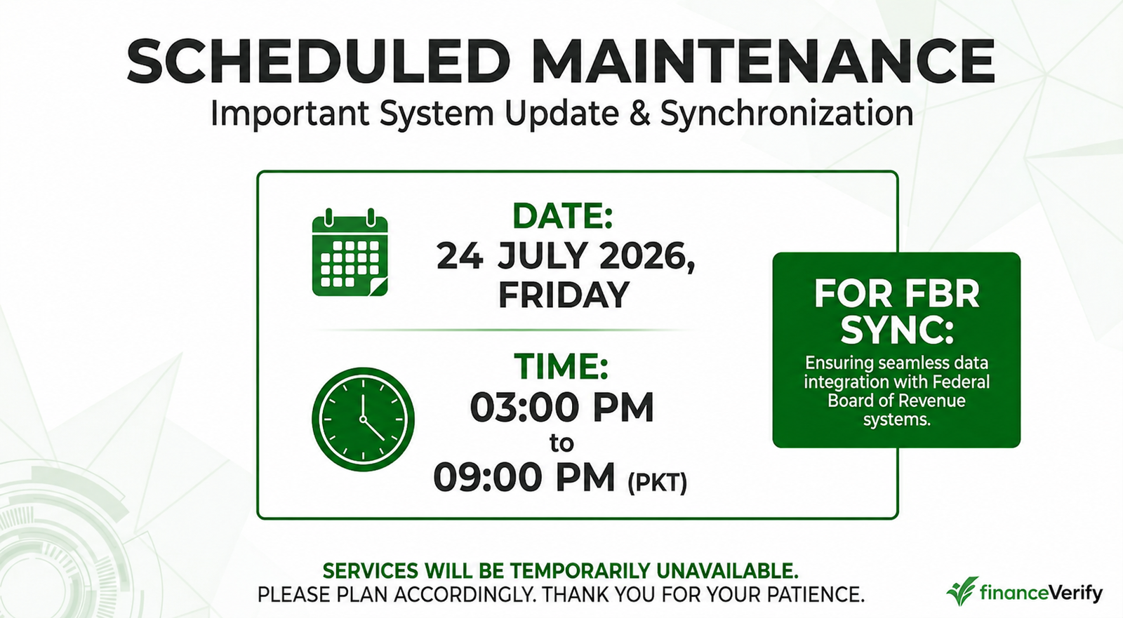 FinanceVerify announcement